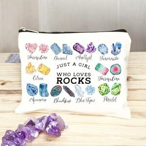 Crystal Print Girl Who Loves Rocks Makeup Bag
